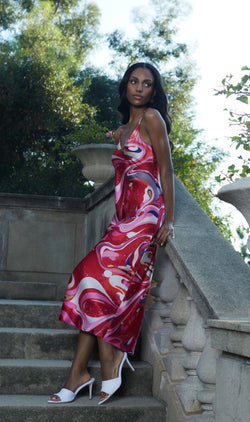 L’agence - Seridie Silk Slip Dress - Pink Multi Tie Dye Swirl