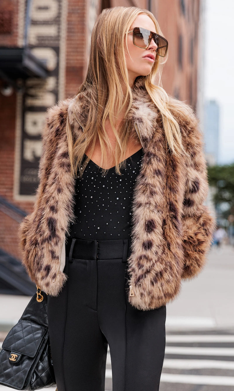Generation Love - Jamie Leopard Faux Fur Jacket - Winter Leopard