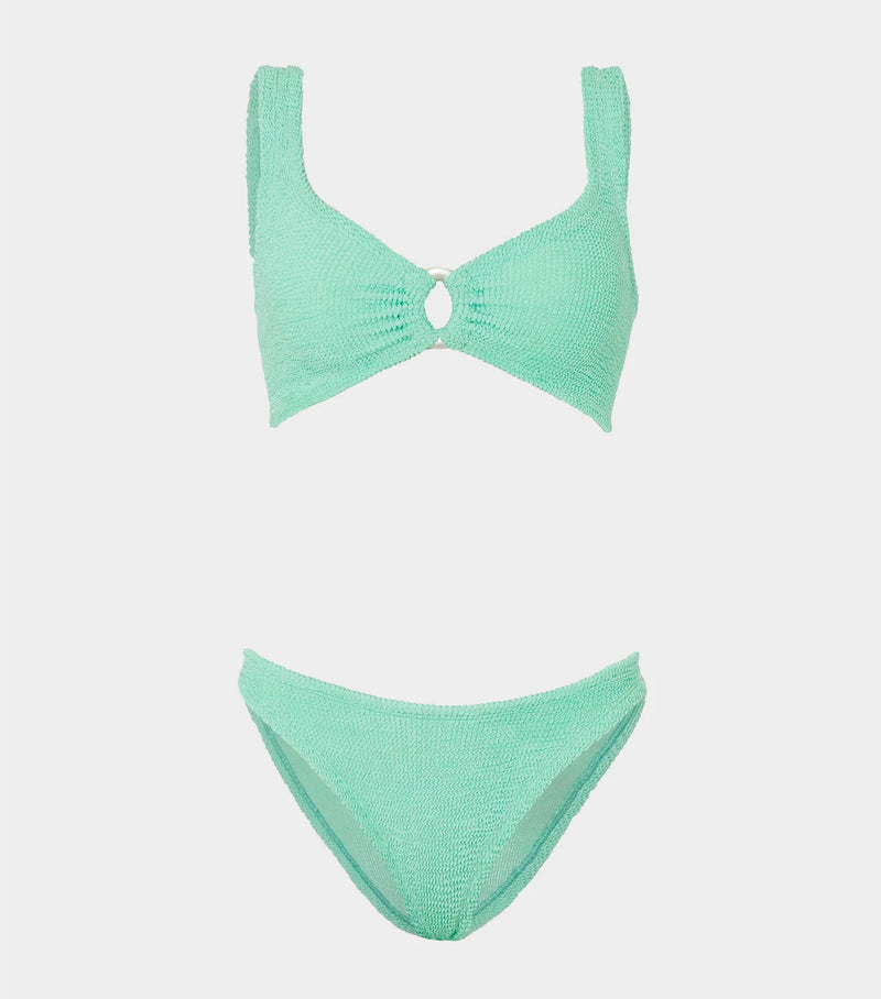 Hunza G - Julia Bikini With Pearly Hoop - Metallic Mint