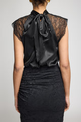 RACHEL CHANTILLY LACE COMBO HALTER BLOUSE