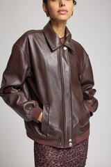 ALLISON FAUX FUR COMBO VEGAN LEATHER BOMBER