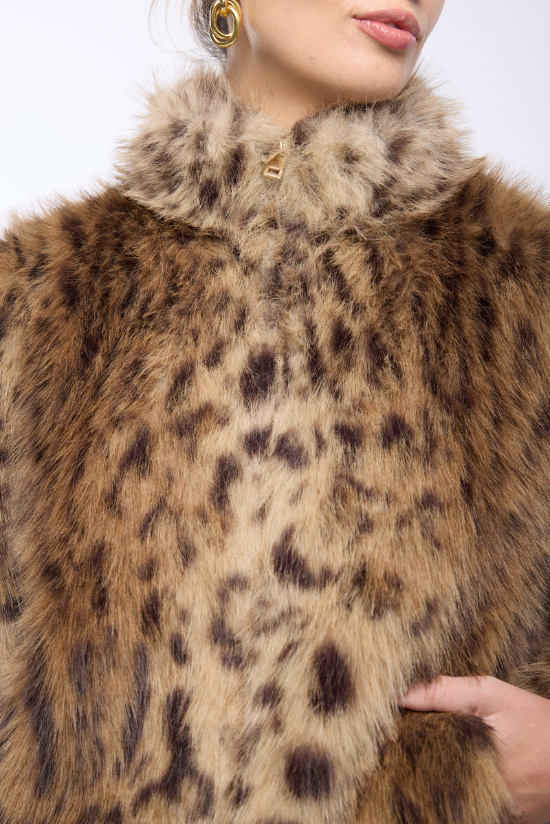 JAMIE LEOPARD FAUX FUR JACKET
