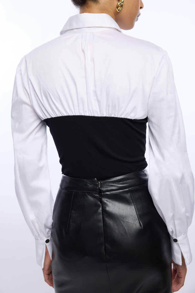 FRANNY POPLIN COMBO TOP