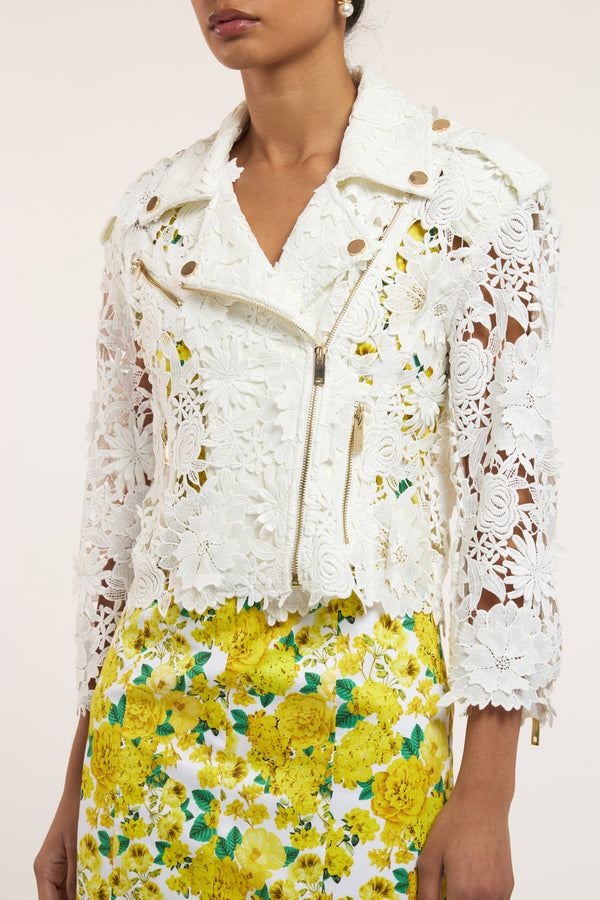CRAWFORD 3D LACE MOTO JACKET