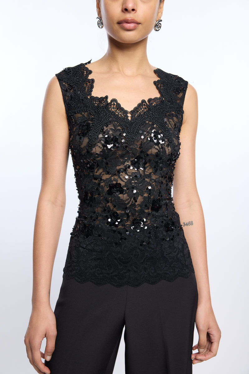 GEMMA SEQUIN LACE TANK