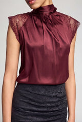 RACHEL CHANTILLY LACE COMBO HALTER BLOUSE