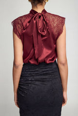 RACHEL CHANTILLY LACE COMBO HALTER BLOUSE