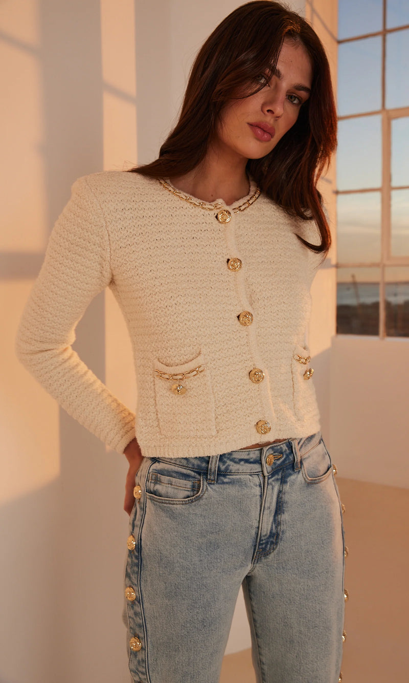 Generation love - Kelly Chain Cardigan - Cream Melange