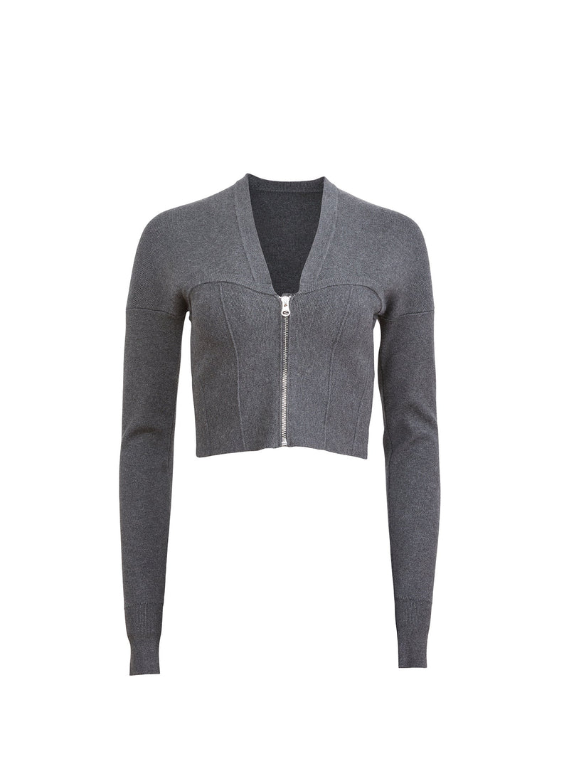 Fleur Du Mal - Knit Zip Bustier Cardigan - Dark Heather Grey