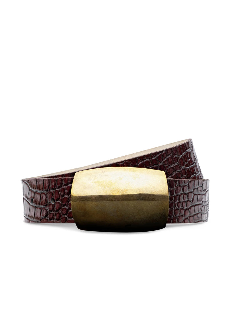 L'agence - Milou Belt - Burgundy Croc Embossed