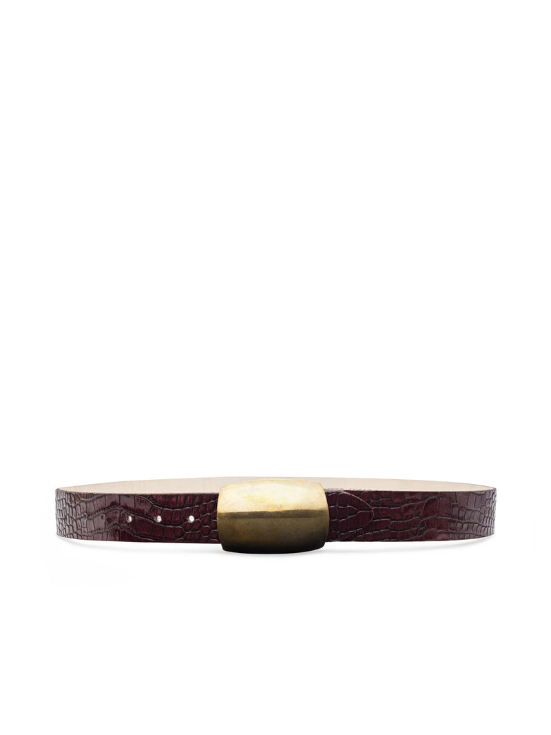 L'agence - Milou Belt - Burgundy Croc Embossed