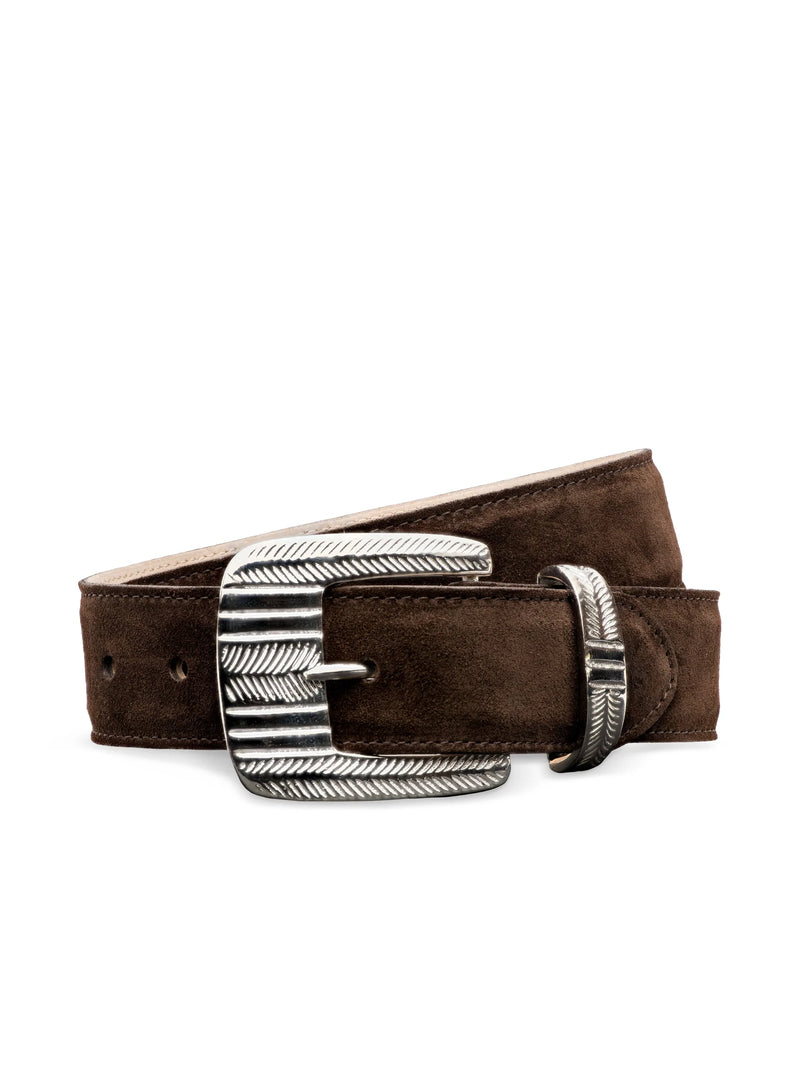 L'agence - Aya Suede Belt - Chocolate Brown