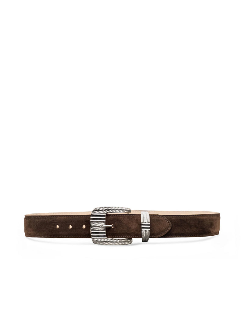 L'agence - Aya Suede Belt - Chocolate Brown
