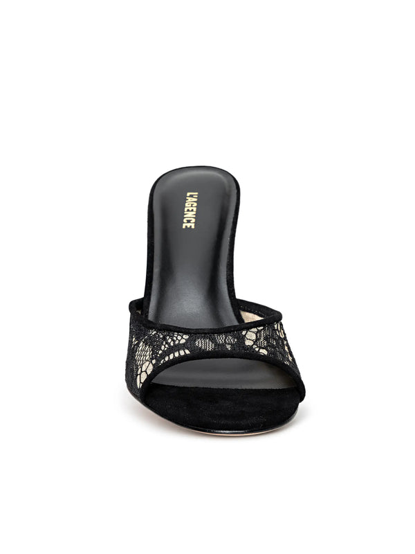 L’agence - Avery Lace Open-Toe Mule - Black Lace