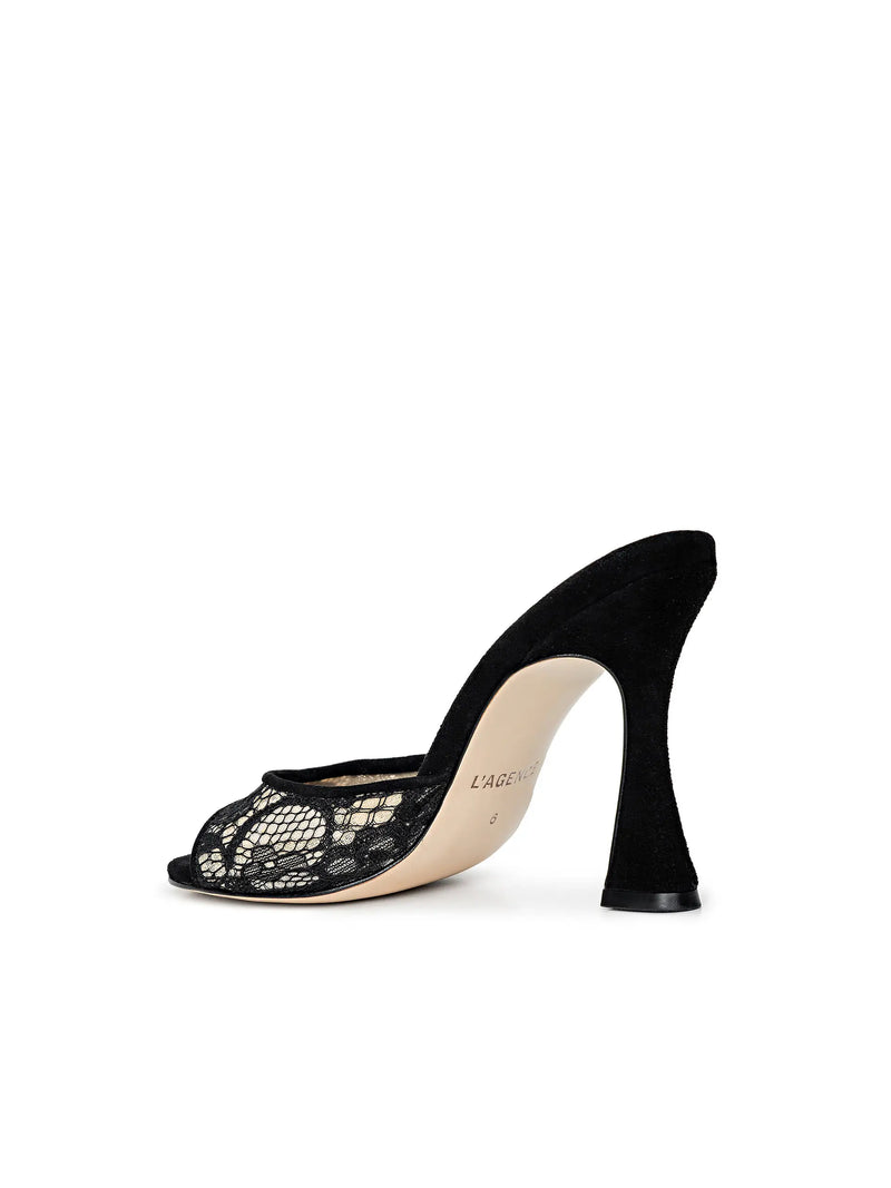 L’agence - Avery Lace Open-Toe Mule - Black Lace