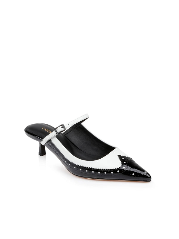 L’Agence - Elle Patent Leather Mule - Black and White Patent