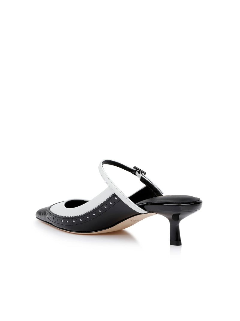 L’Agence - Elle Patent Leather Mule - Black and White Patent