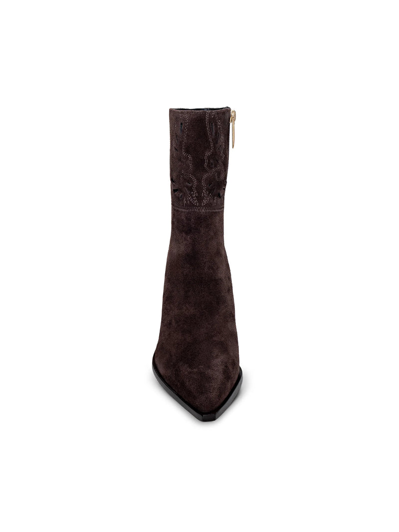 L’agence - Anne Western Bootie - Dark Brown Suede