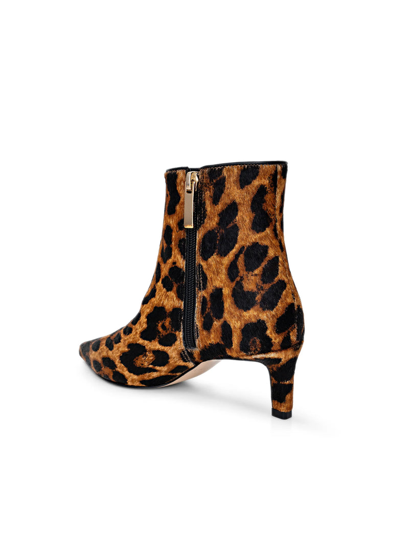 L’agence - Lilly Kitten-Heel Bootie - Leopard Hair Calf