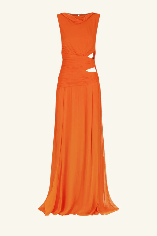 Shona Joy - Layla Cut Out Side Split Maxi Dress - Flame Orange