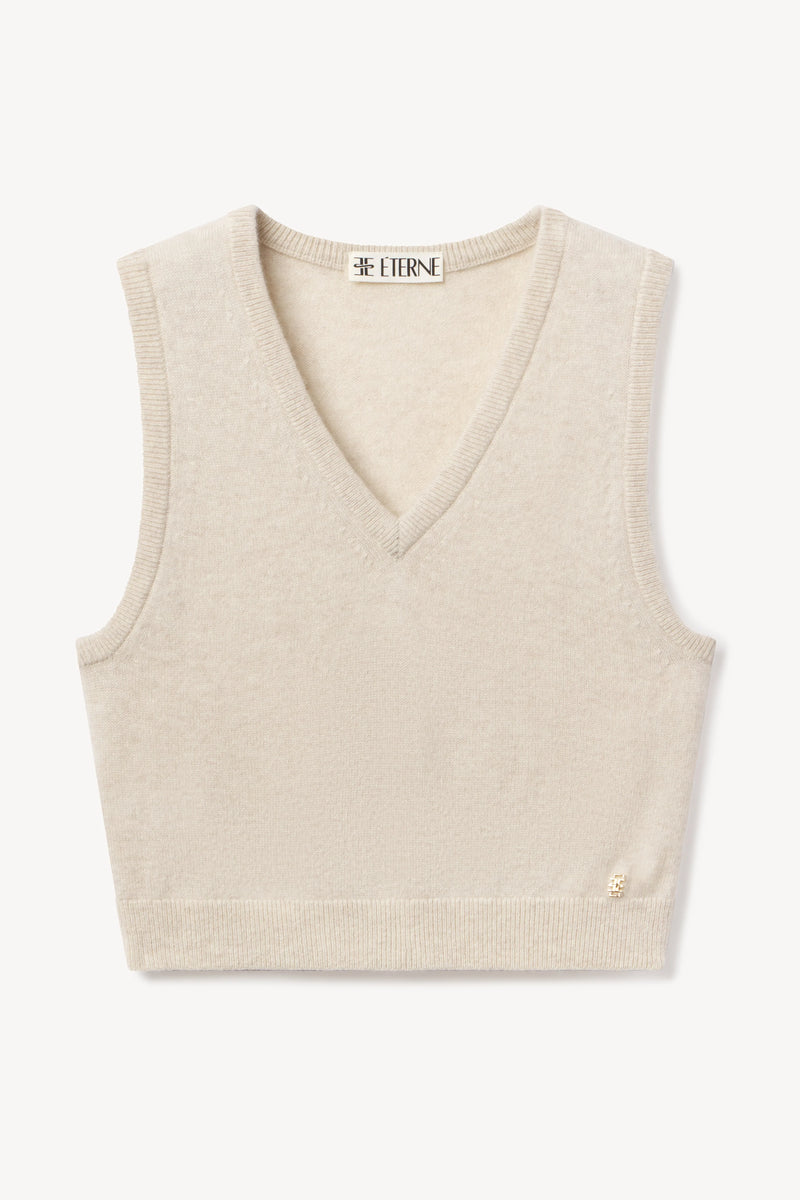 Eterne - Lenny Cashmere Vest - Heather Oatmeal