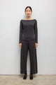 Leset - Pointelle Crop Wide Leg Pant - Hickory Melange