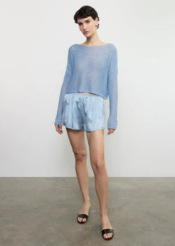 Enza Costa - Silk Slip Shorts - Sky