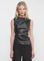 Enza Costa - Leather Twist Top - Black