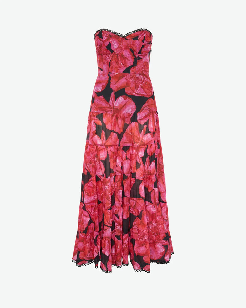 Charo Ruiz - Long Dress Ambar - Black Blossom