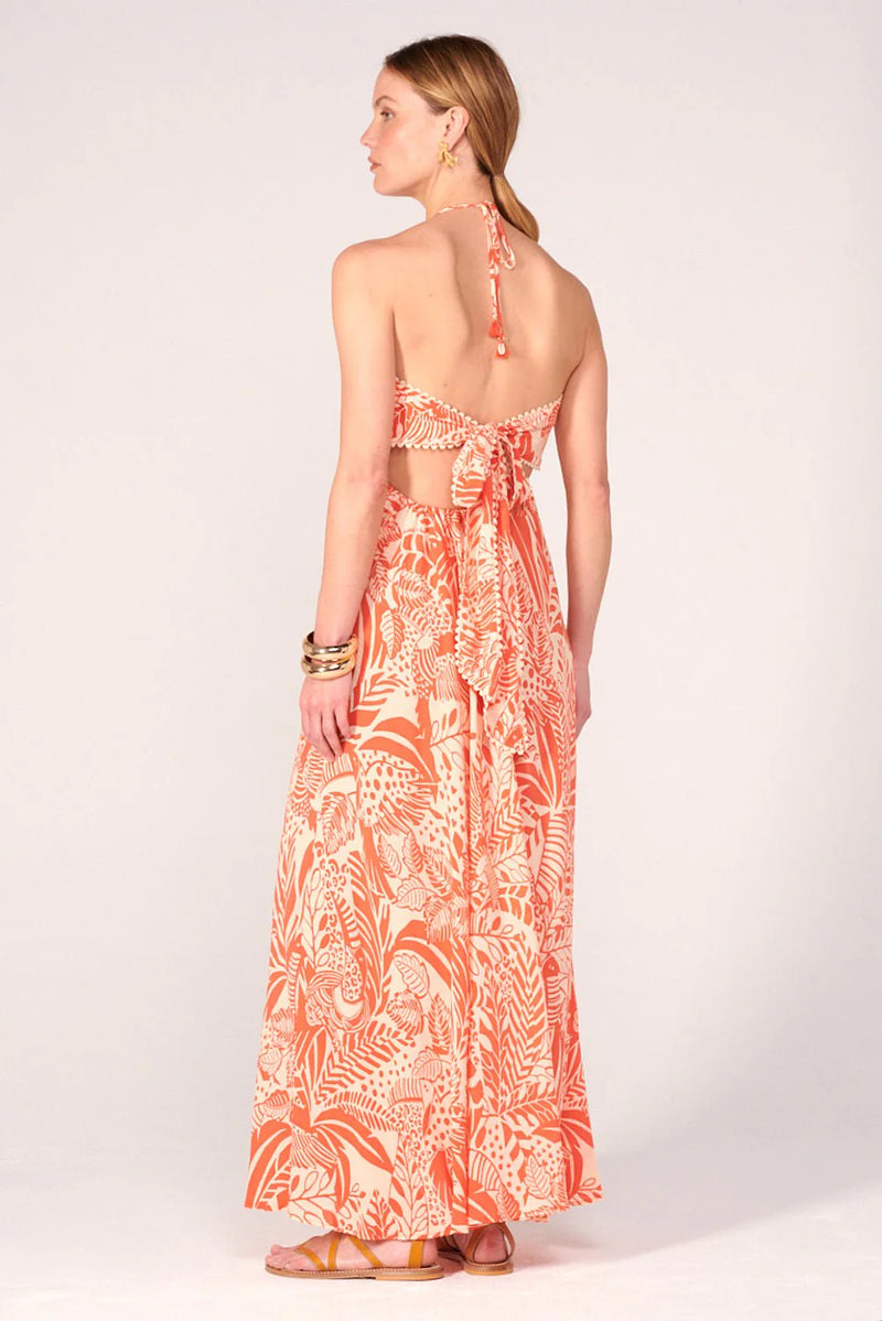 Poupette St Barth - Long Dress Carla - Orange Toucan