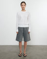 Enza Costa - Linen Open Knit Crewneck Sweater - White