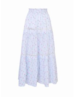 Loveshackfancy - Phia Cotton Mixed Print Maxi Skirt - Coastline Blue