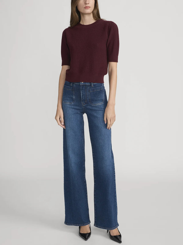 Frame - The Chain Pointelle Sweater - Cabernet