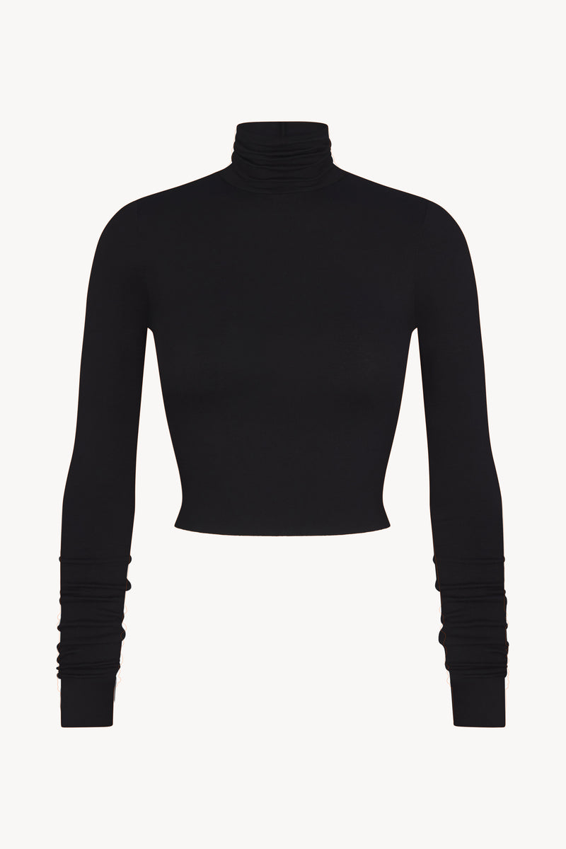 CB340-13 - Cropped Fitted Turtleneck Top