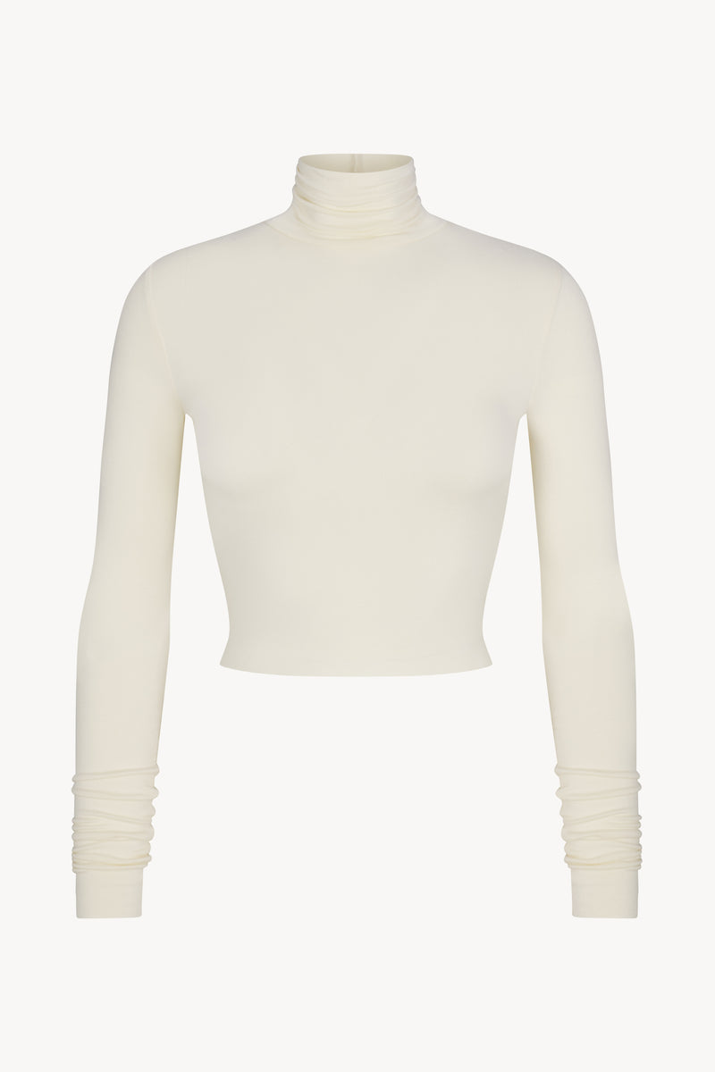 CB340-13 - Cropped Fitted Turtleneck Top