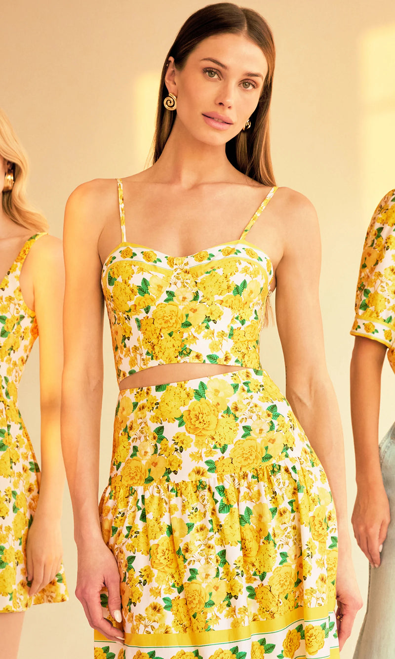 Generation Love - Linda Floral Poplin Bra Top - Floral Fantasy White Yellow
