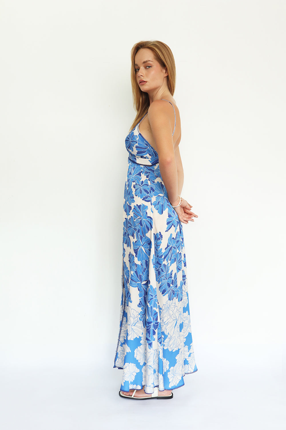 Poupette St Barth - Long Dress Denise - BLUE Flower Bunch BLUE Flower Bunch / S Poupette St Barth - Long Dress Denise - BLUE Flower Bunch BLUE Flower Bunch / S