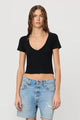 Eterne - Short Sleeve V-Neck Baby Tee - Black