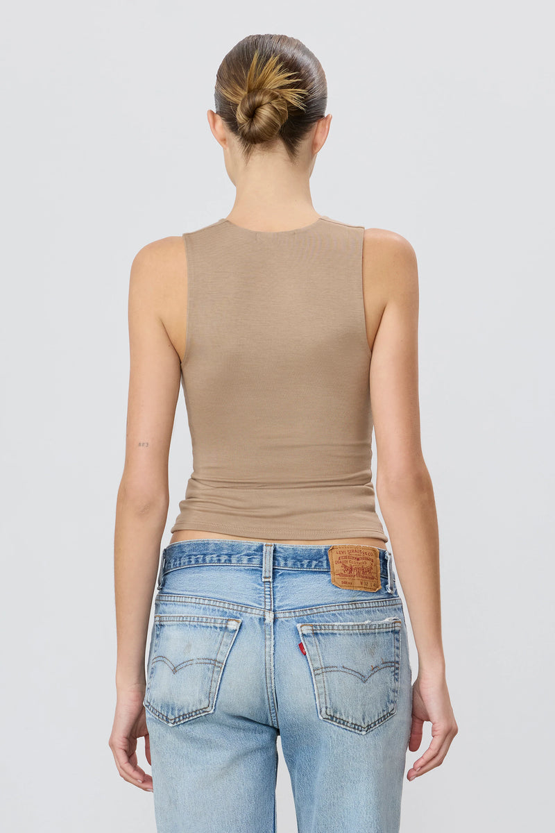 Eterne - Sleeveless Crewneck Top - Taupe