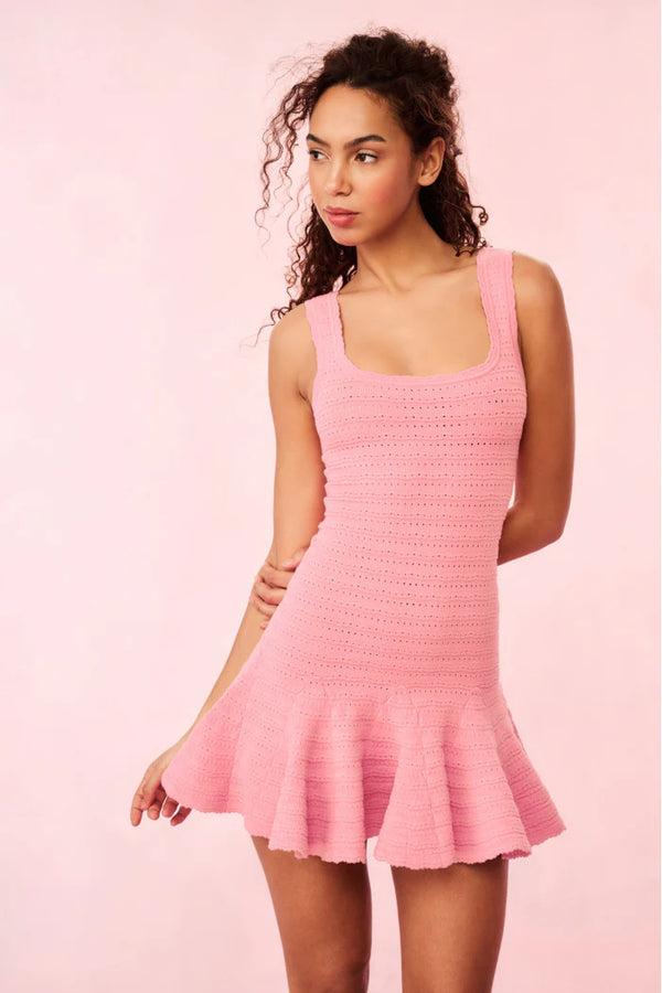 Loveshackfancy - Maryanne Knit Mini Dress - Sunset Pink