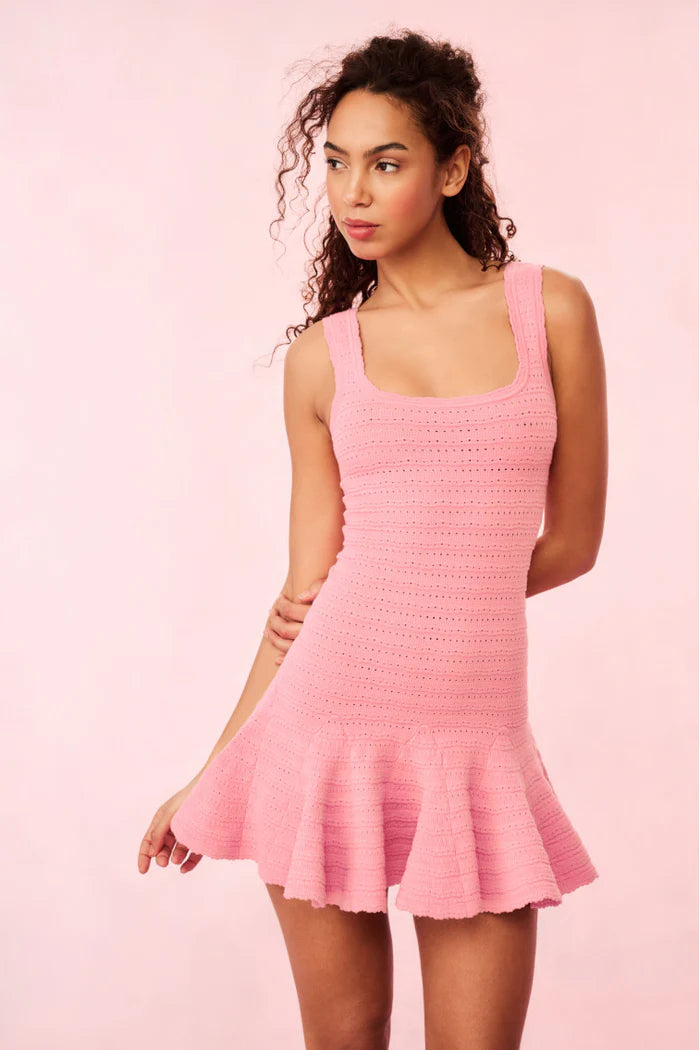 Loveshackfancy - Maryanne Knit Mini Dress - Sunset Pink