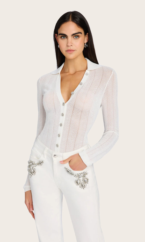 Generation Love - Megan Pointelle Cardigan - White