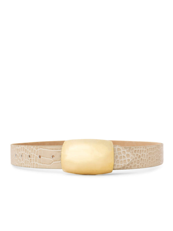 L'agence - Milou Belt - Ivory Croc Embossed