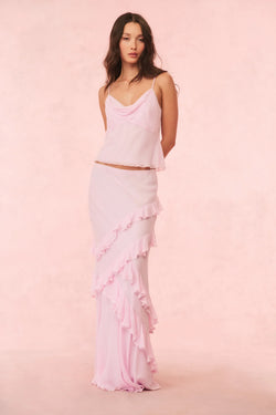 Loveshackfancy - Mitnessa Chiffon Ruffle Maxi Skirt - Soft Lilac