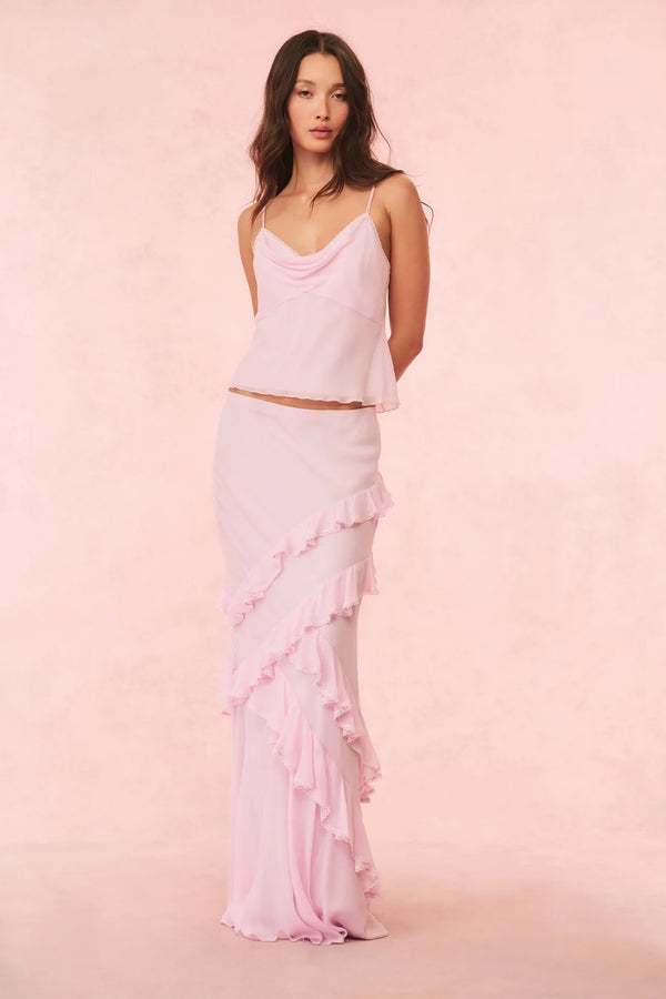 Loveshackfancy - Mitnessa Chiffon Ruffle Maxi Skirt - Soft Lilac