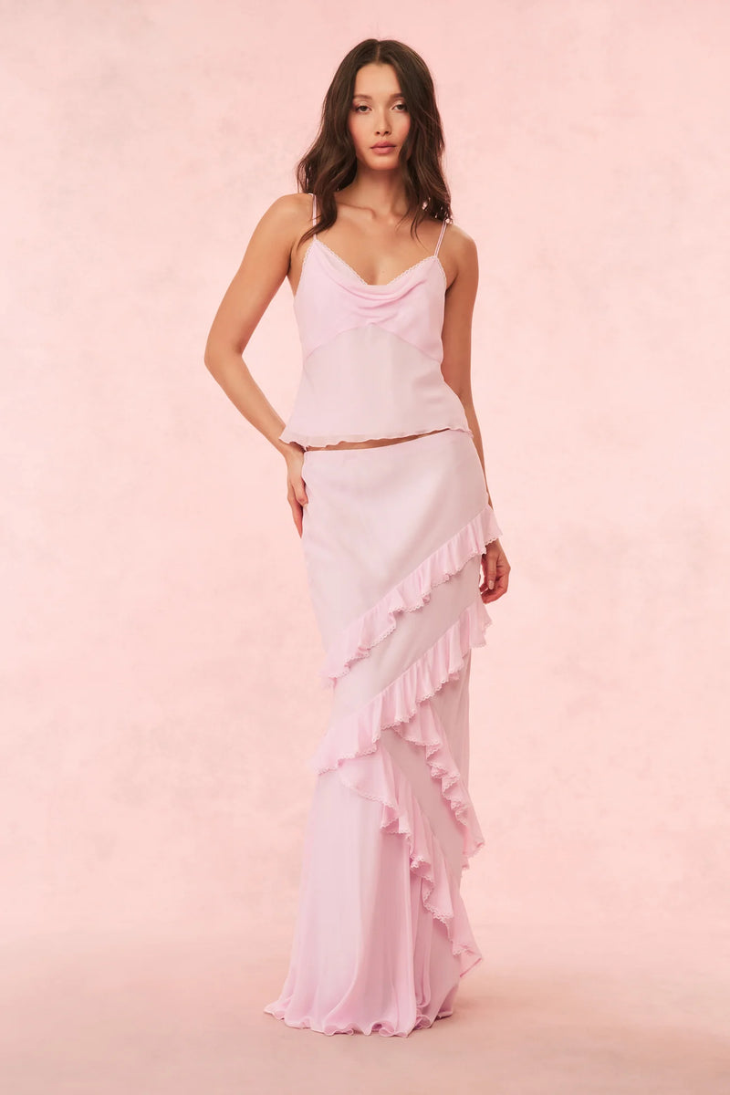 Loveshackfancy - Mitnessa Chiffon Ruffle Maxi Skirt - Soft Lilac