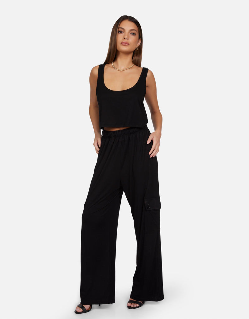 Michael Lauren - Neko Oversized Crop Tank - Black