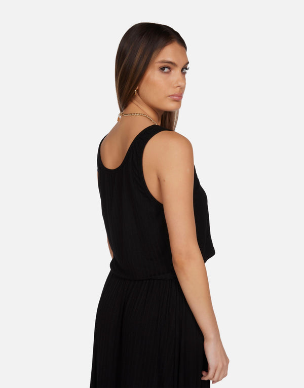 Michael Lauren - Neko Oversized "Ribbed" Crop Tank - Black