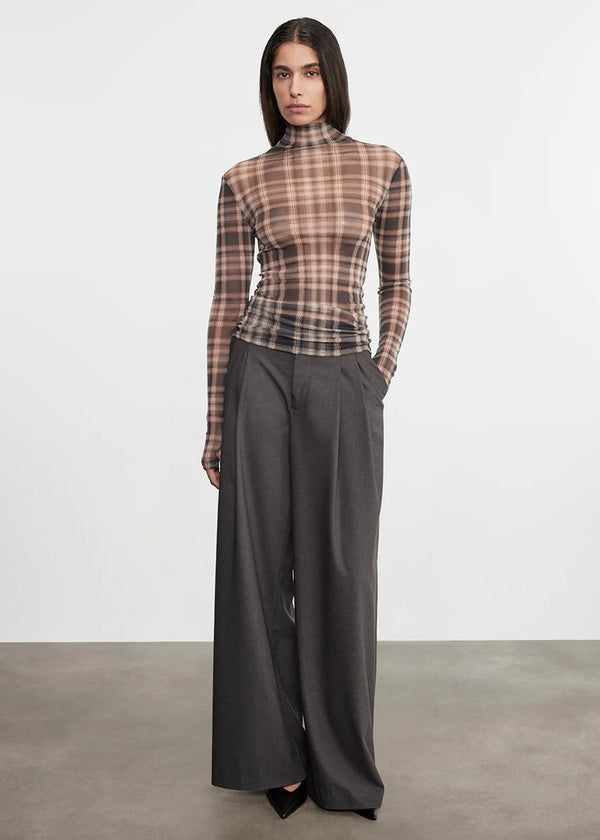 Enza Costa - Easy Pleated Wide Leg Trouser - Charcoal