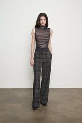 Mesh Sleeveless Twist Top in Plaid